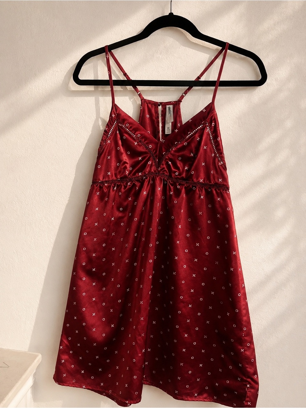 Red and White Printed Spaghetti Strap Dress/Top